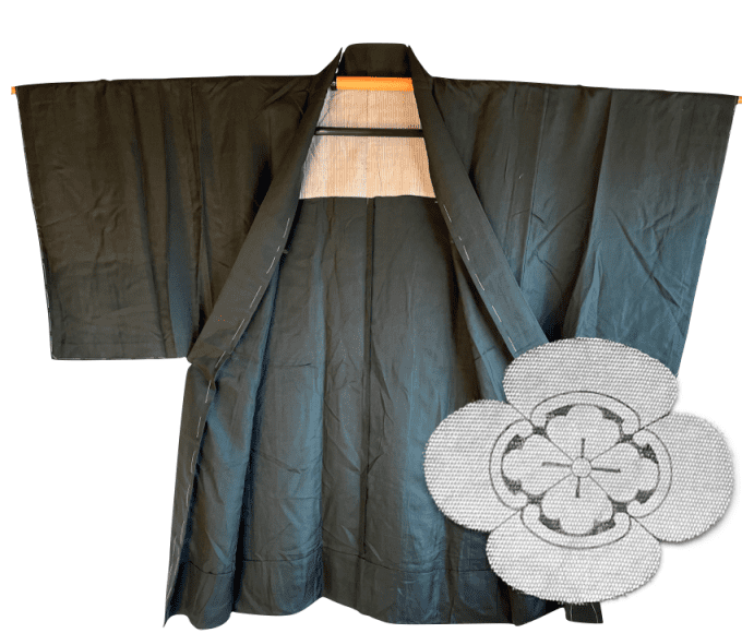 Antique Haori  soie noire Mokkou Montsuki d'été homme "Made in Japan"  