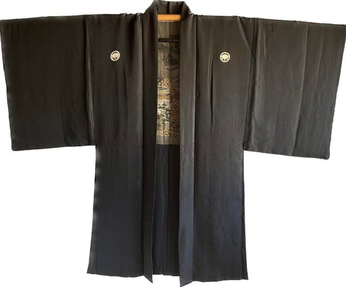 Antique Haori  Sensu Montsuki Arashiyama No Koyo Kyoto homme  