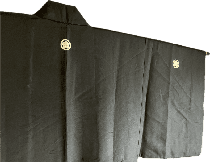 Antique haori japonais homme soie noire Kikkyo Montsuki Kyomizudera Kyoto