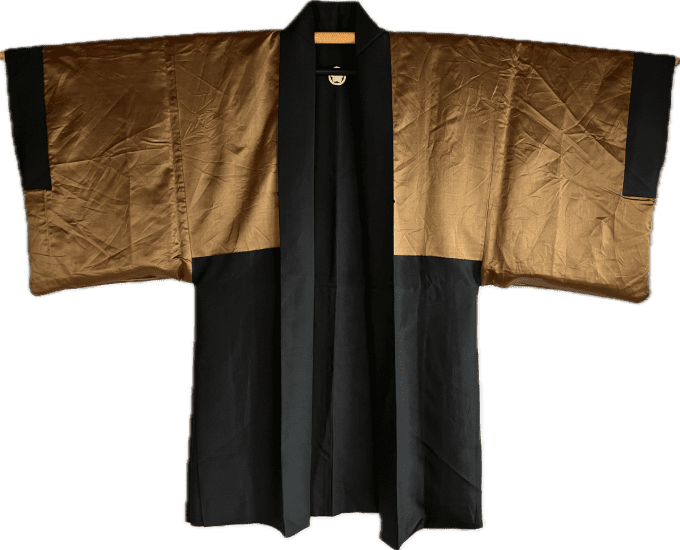 Antique haori japonais homme soie noire Kikkyo Montsuki Kyomizudera Kyoto