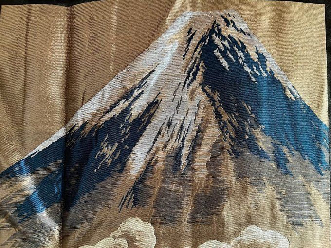 Antique Haori Japonais Homme Soie Noire Sagarifuji Montsuki - Cascade au Mont Fuji