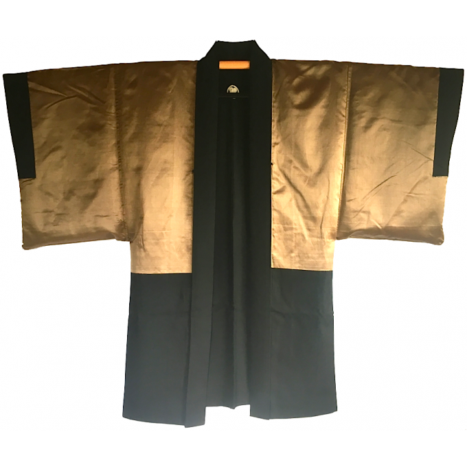 Antique Haori japonais soie noire Maruni TakanoHane Montsuki Kumano Jinja "Made in Japan" 