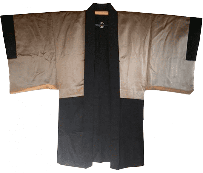 Antique haori japonais soie noire Sumitate Yotsume Montsuki Toshogu Yomeimon Nikko homme  