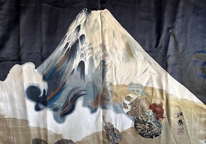 Antique Haori kenkatabami Montsuki HatsuYume Ichi-Fuji San Nasubi homme  