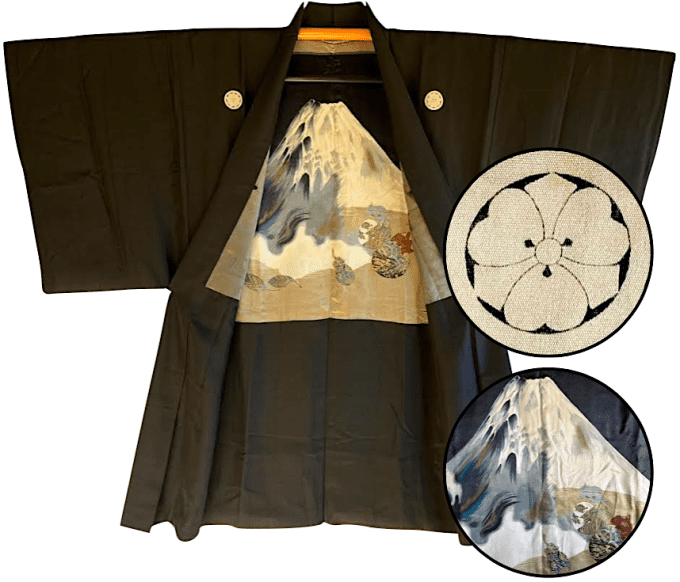 Antique Haori kenkatabami Montsuki HatsuYume Ichi-Fuji San Nasubi homme  