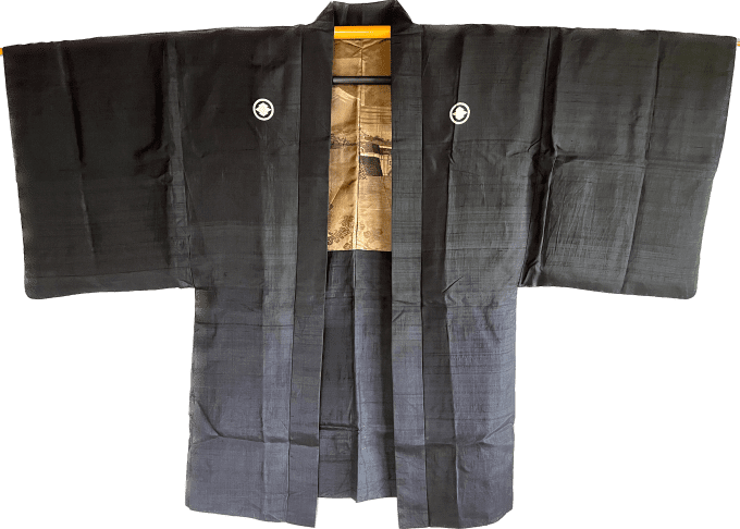 Antique Haori Montsuki homme - FujiSan & Pont japonais O Bashi