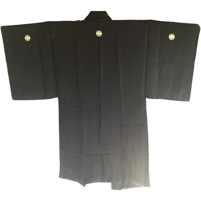 Luxe antique Haori samourai soie noire Maruni Mokkou Montsuki Torii Miyajima homme