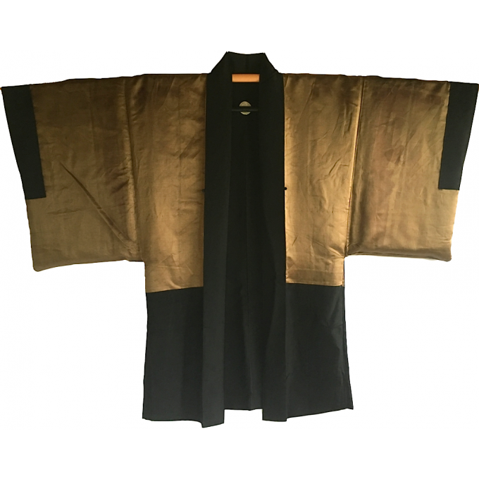 Antique Haori samourai soie noire Sora no Shiro Maruni Dakigashiwa Montsuki homme