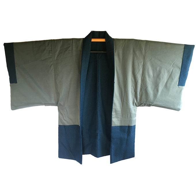 Antique Haori samourai Uesugi Kenshin VS Takeda Shingen laine bleu homme "Made in Japan"  