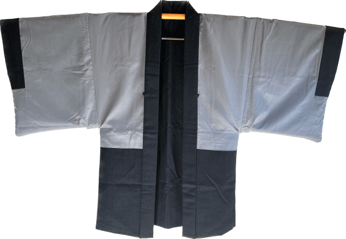 Antique Haori soie bleu indigo Tsumugi Fuji San no Mura homme