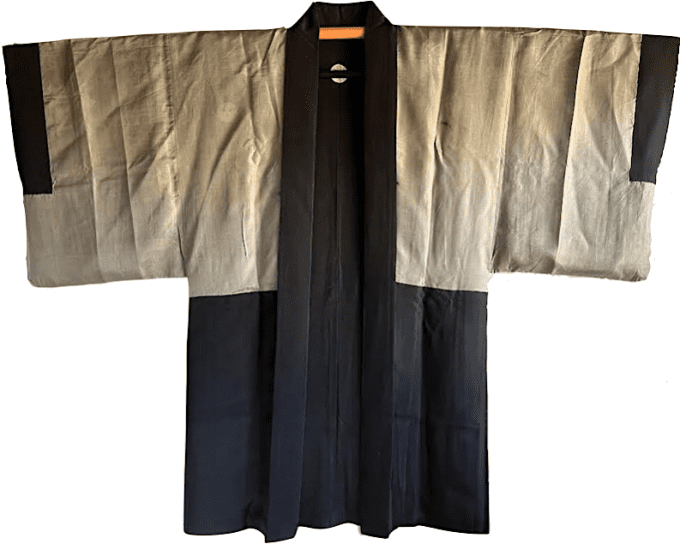 Antique haori soie noire Takenaka Montsuki TakaraBune Fuji San homme   