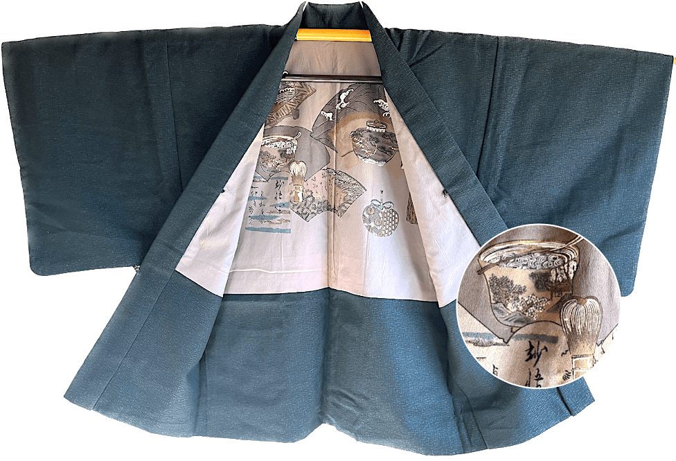 Antique Haori Tsumugi soie bleu indigo Sado homme