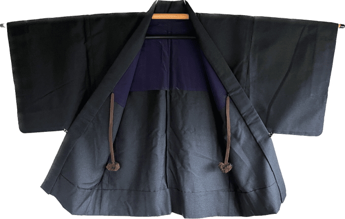 Antique Haori Tsumugi uni bleu nuit homme