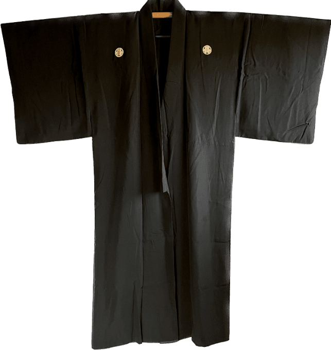 Antique kimono japonais homme - Katabami Montsuki -004 Made in Japan