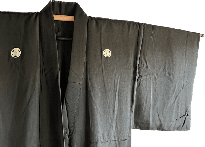 Antique kimono japonais homme - Katabami Montsuki -004 Made in Japan