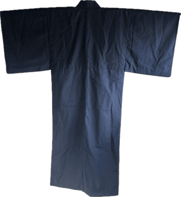 Kimono japonais traditionnel Soie Tsumugi Bleu Homme 03