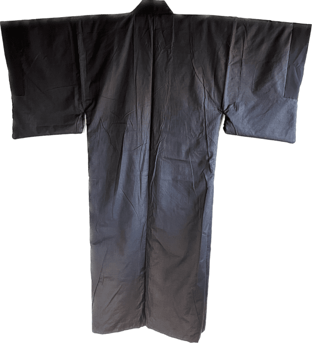 Antique kimono traditionnel japonais soie noire Tachibana Montsuki homme 