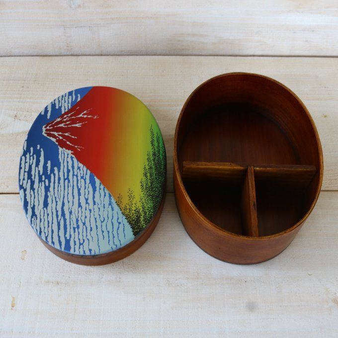 Bento Box Japonaise en Bois – Ukiyo-e « Aka Fuji » Mont Fuji Rouge – 700ml