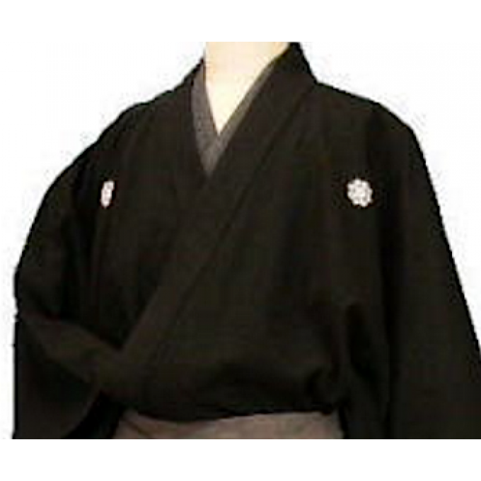 Veste kimono samourai Dogi Ryoma Sakamoto coton noir HandMade in Japan