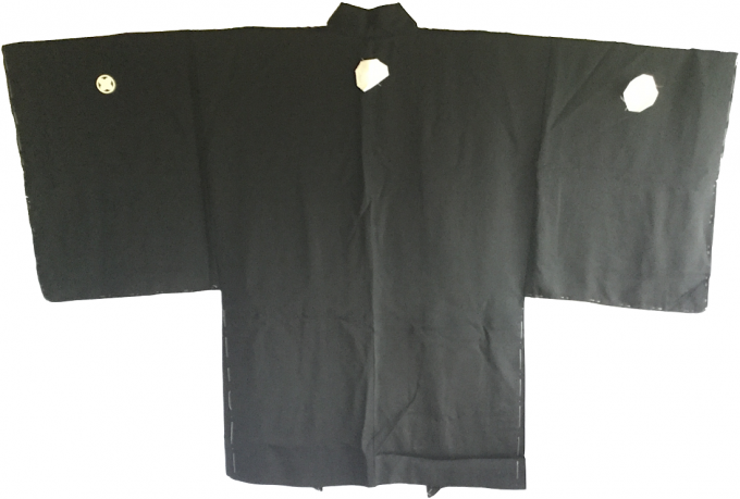 Antique Haori samourai soie noire Takanohane Montsuki Nihon no Yama Kurashi homme "Made in Japan"  