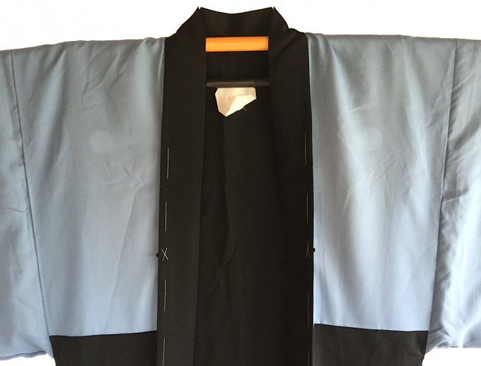 Antique Haori samourai soie noire Takanohane Montsuki Nihon no Yama Kurashi homme "Made in Japan"  