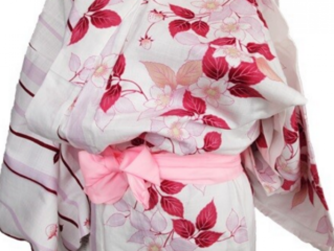 Ceinture Obi Kimono/Yukata Koshihimo rose polyester femme