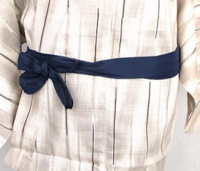 Ceinture Obi Kimono/Yukata Koshihimo bleu marine polyester homme