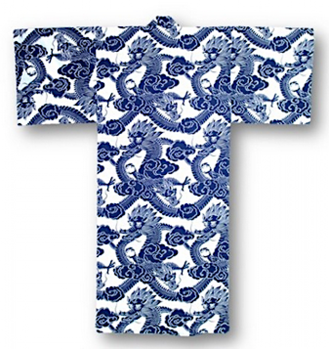 Kimono Yukata japonais Ryu  Dragon bleu marine homme "Made in Japan" 