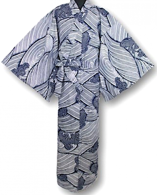 Yukata japonais Nami La vague bleu marine homme "Made in Japan"  