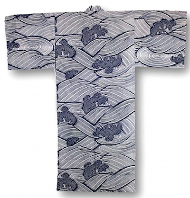 Yukata japonais Nami La vague bleu marine homme "Made in Japan"  