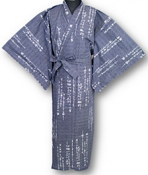 Yukata japonais Waka Chant de paix bleu marine homme "Made in Japan"   