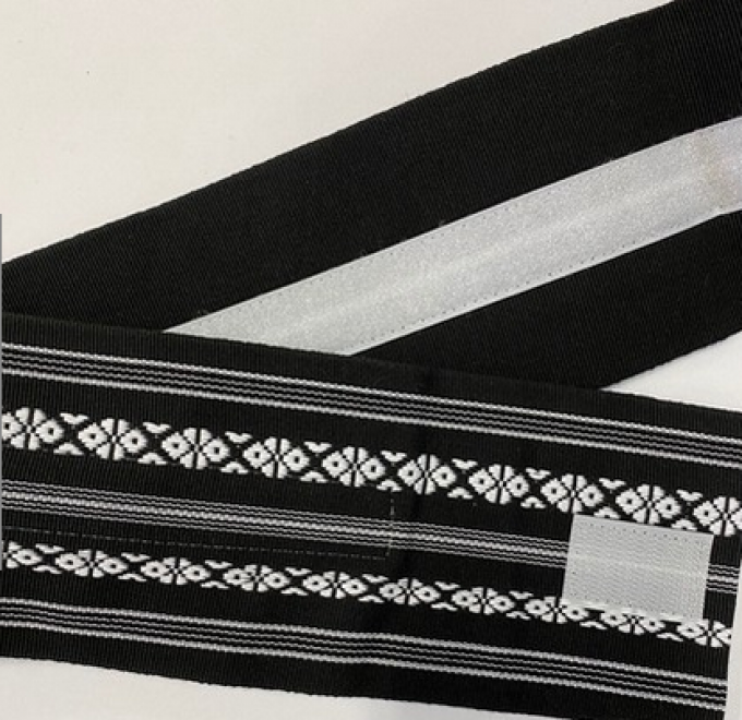 Ceinture Kaku Obi One Touch "Bande Velcro intégré" coton noir & blanc