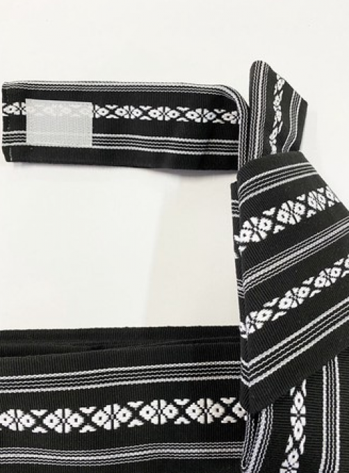 Ceinture Kaku Obi One Touch "Bande Velcro intégré" coton noir & blanc