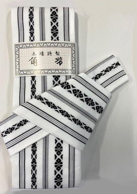 Ceinture Kaku Obi One Touch "Bande Velcro intégré" coton noir & blanc