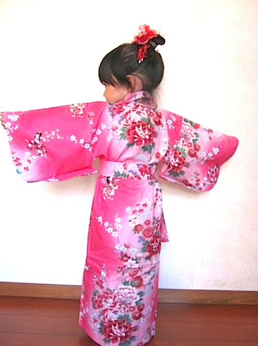 Yukata Bokashi Ningyo enfant (Fille) Made in Japan 