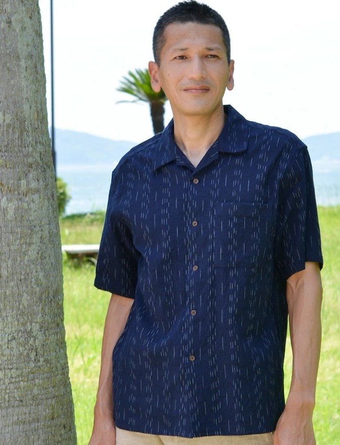 Chemise japonaise homme -Kurume Konita-jime Indigo  Made in Japan 