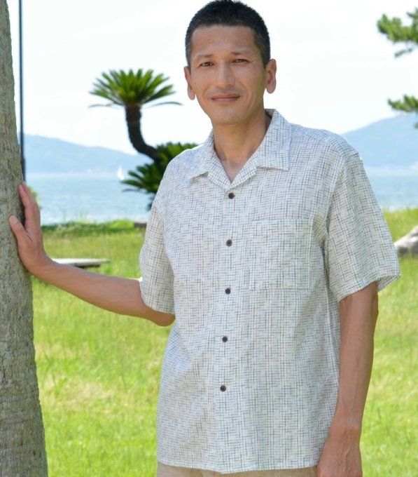 Chemise japonaise homme -Kurume Shiraita-jime blanc Made in Japan  