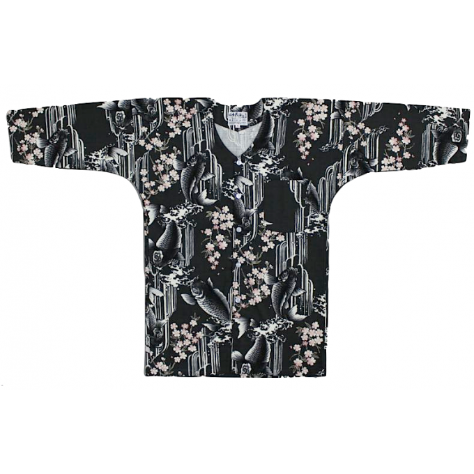 Chemise japonaise KoiGuchi Koi no TakiNobori noir