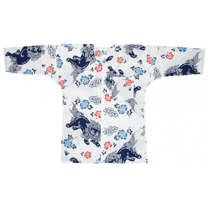 Chemise japonaise KoiGuchi Shisa Okinawa blanc