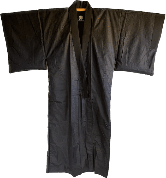 Antique kimono traditionnel japonais soie noire Katabami Montsuki homme 