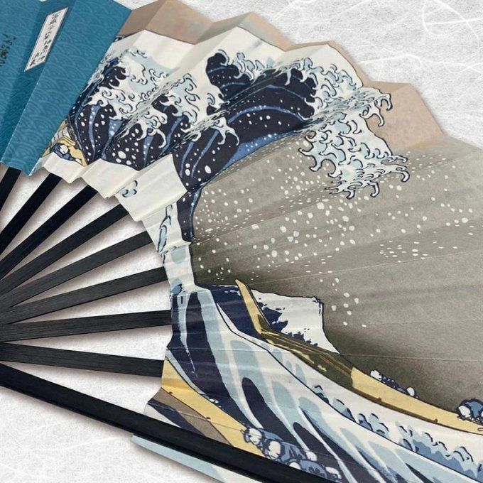Éventail japonais Hokusai « La Grande Vague de Kanagawa » Sensu | Fabriqué au Japon