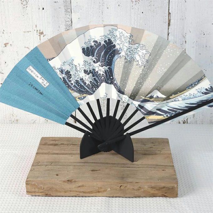 Éventail japonais Hokusai « La Grande Vague de Kanagawa » Sensu | Fabriqué au Japon