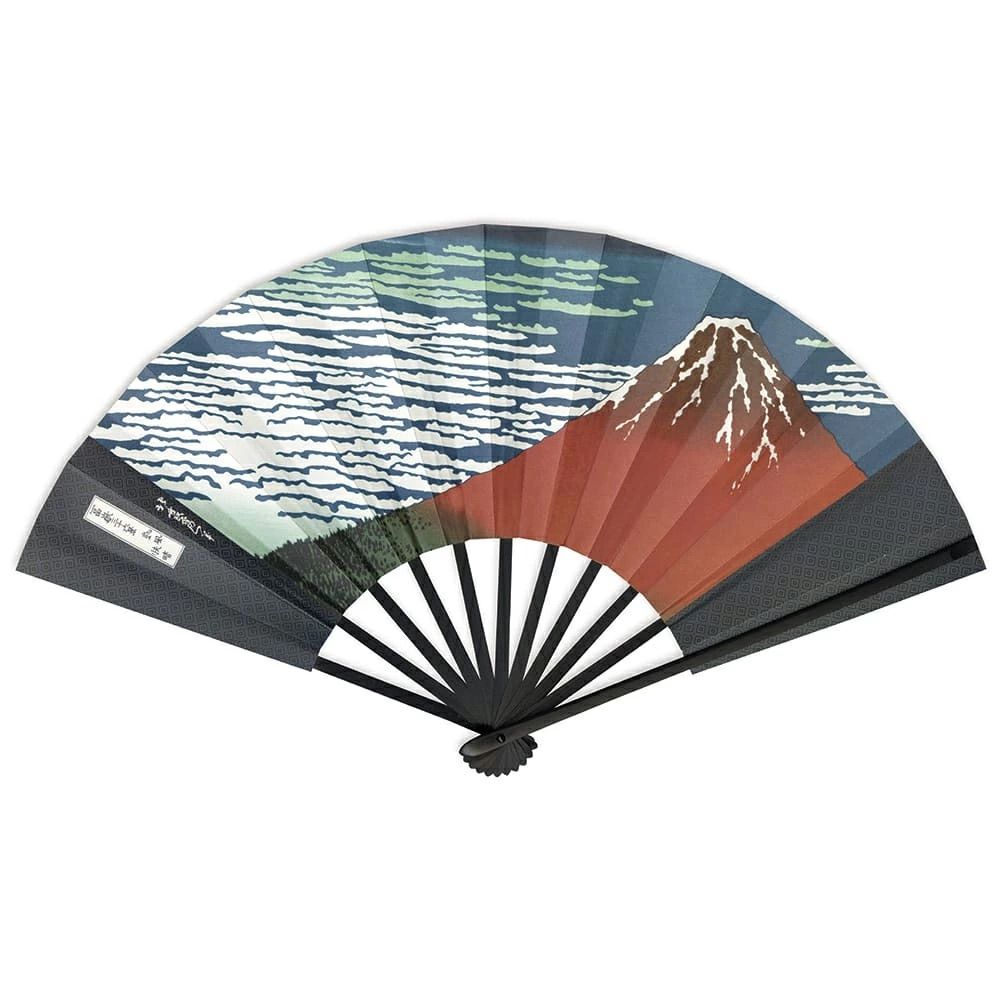 Éventail japonais Hokusai « Mont Fuji Rouge » – Sensu | Fabriqué au Japon