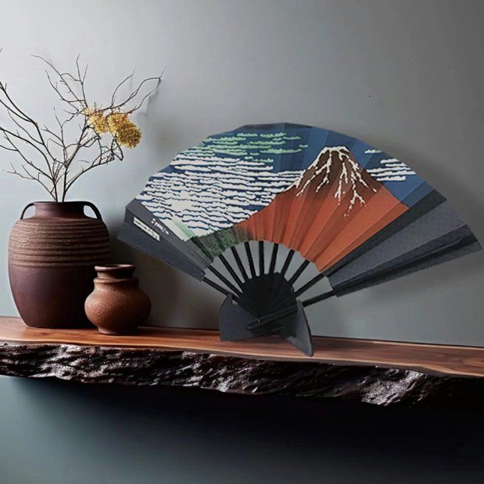 Éventail japonais Hokusai « Mont Fuji Rouge » – Sensu | Fabriqué au Japon