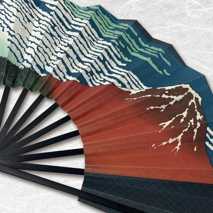 Éventail japonais Hokusai « Mont Fuji Rouge » – Sensu | Fabriqué au Japon