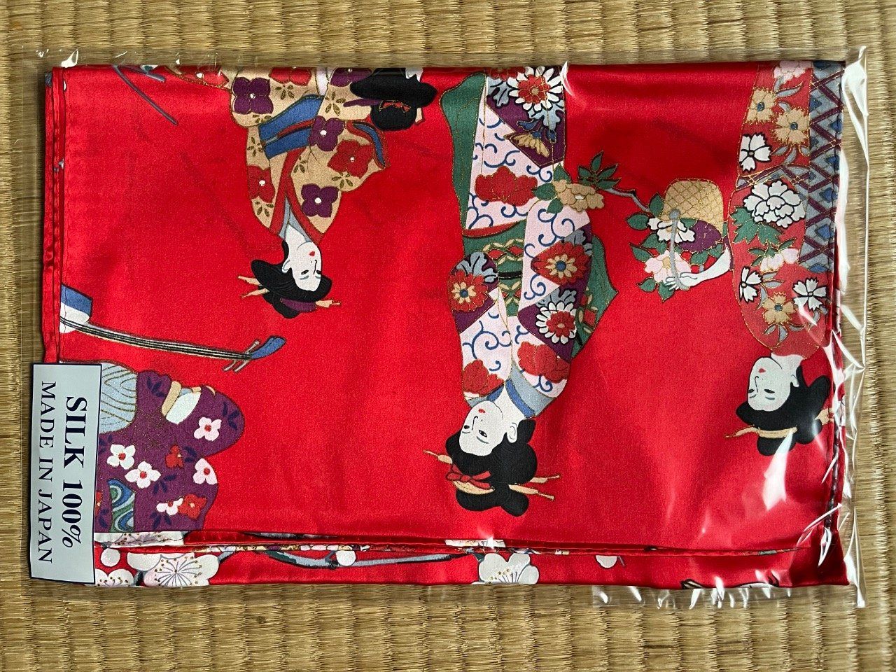 Foulard Japonisant Fleurs – Blanc, Violet, Mauve – Neuf, Sans étiquette