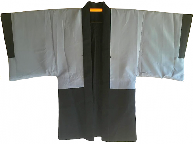 Antique veste kimono Haori laine bleu Fuji yama homme "Made in Japan"  