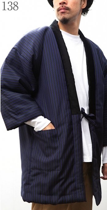 Japonais Kimono Hanten Chaud Vêtement Hiver Denim Veste Grande Taille Japon Noir 