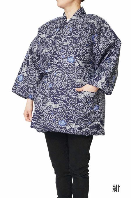 Hanten Japonais hiver Femme - Asanoha & Fleurs - Made in Japan