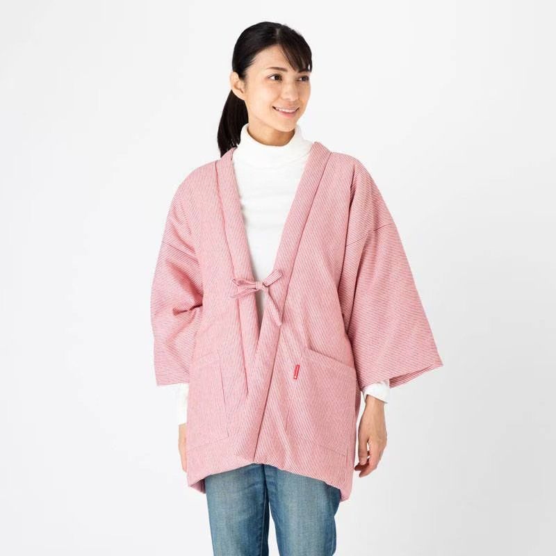 Hanten Japonais Femme rayures rouge Hickory – Veste Matelassée Hiver Made in Japan